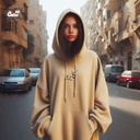 هودي &quot;كايرو&quot; اوفر سايز قطن للنساء باللون البيج