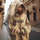 هودي &quot;القاهرة&quot; اوفر سايز قطن للنساء باللون البيج