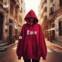 Cairo هودي اوفر سايز قطن للنساء باللون الاحمر