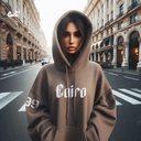 Cairo99 Embroidery هودي اوفر سايز قطن للنساء باللون البني.