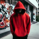 هودي اوفر سايز قطن باللون الأحمر للرجال