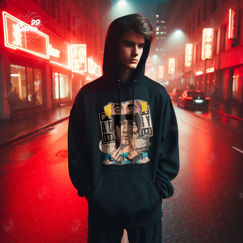 Eminem Slim Shady هودي اوفر سايز قطن باللون الأسود