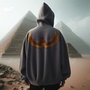 Pharaonic Scarab هودي اوفر سايز قطن باللون الرمادي