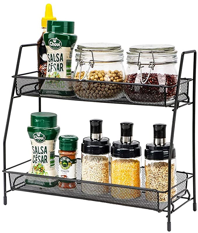 ستاند 2 سلة لتنظيم أدوات المطبخ والحمام من المعدن