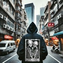 The Lover هودي اوفر سايز قطن للرجال باللون الأسود