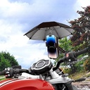 حامل موبايل للدراجات النارية مزود بشمسية ميني للحماية من الشمس والمطر