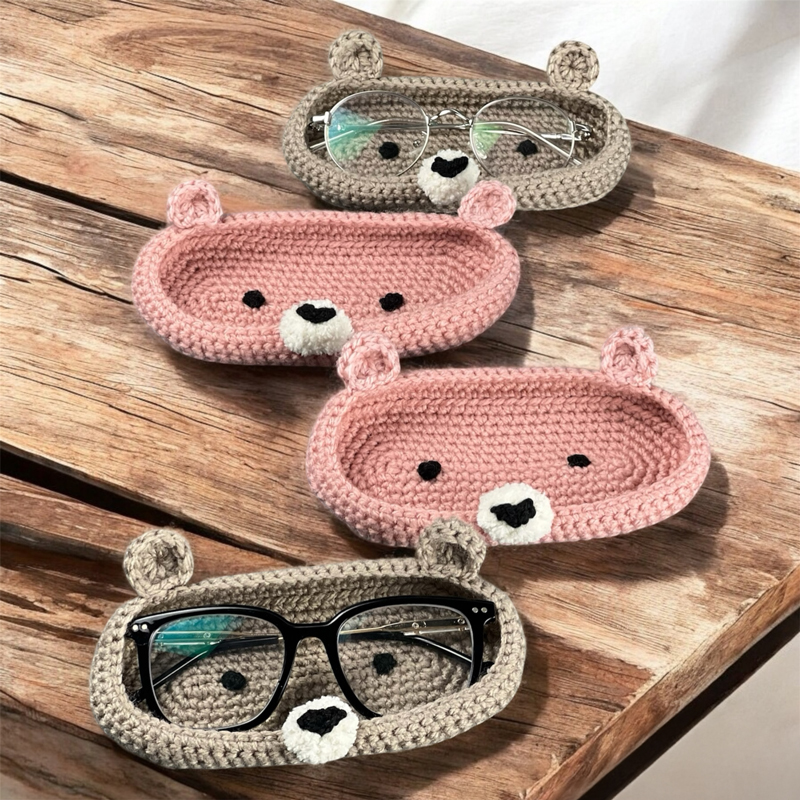 حامل نضارة كروشيه هاند ميد شكل دبدوب