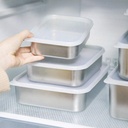 طقم علب ثلاجة ستانلس ستيل 3 قطع بمقاسات مختلفة بغطاء محكم الغلق لحفظ الطعام