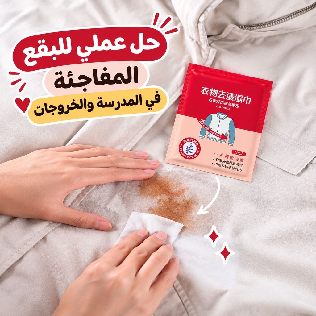 باكت مناديل لتنظيف و إزالة البقع من الملابس _ 20 قطعة