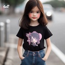 Ayano Aishi تيشيرت اطفال قطن باللون الاسود