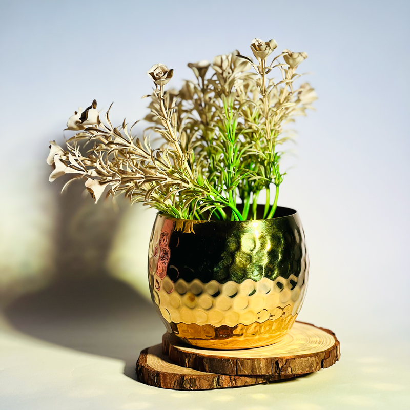 اصيص زرع من النحاس المزخرف لتجديد ديكور المنزل _ باللون الذهبي