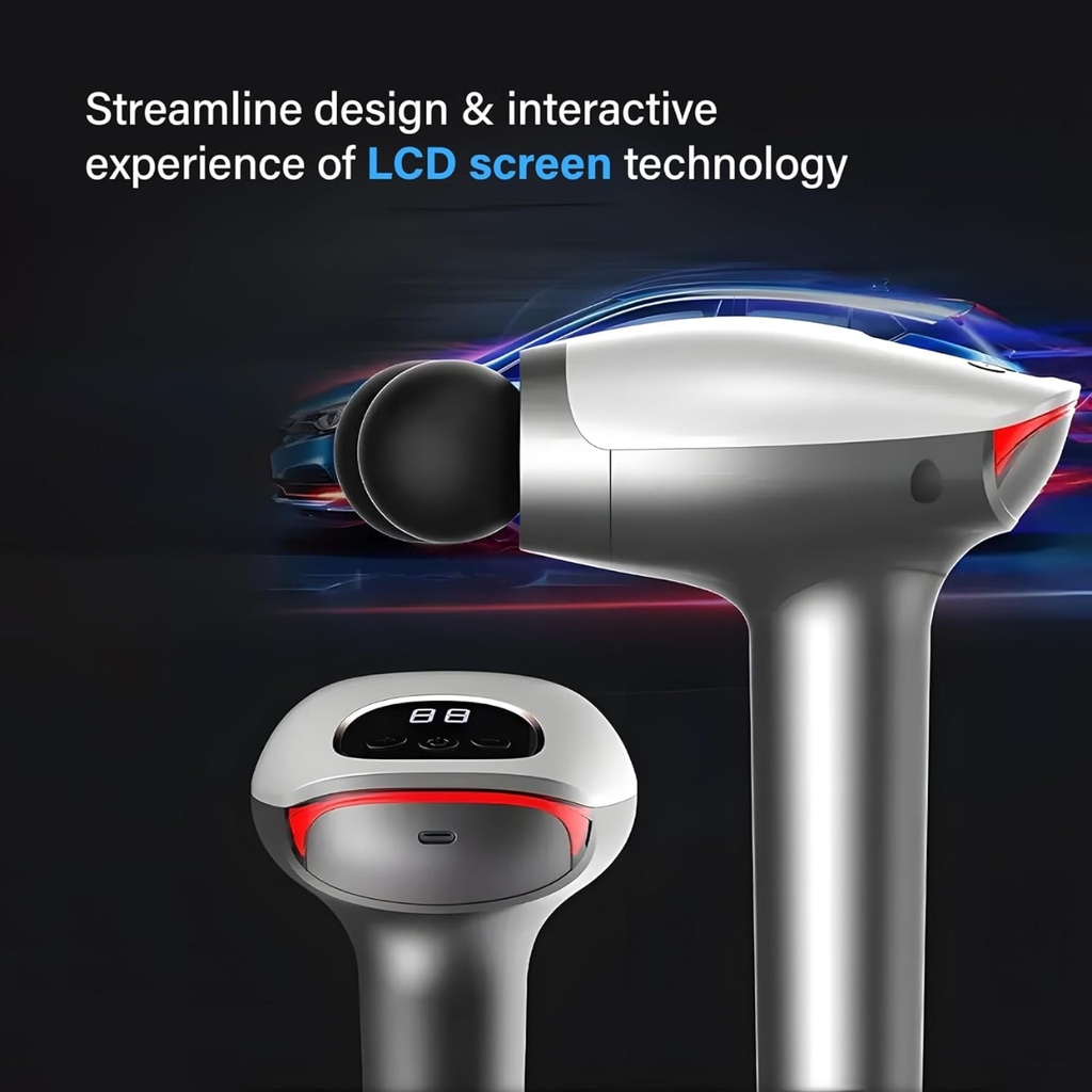 مسدس تدليك مزدوج الرأس يأتى مع 8 رؤوس 10 سرعات بطارية قابله لاعاده الشحن