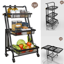 منظم وعربة وترابيزة بعجلات للمطبخ والحمام ولتقديم الطعام متعددة الاستخدام