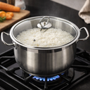 حلة  استانلس ستيل تركي  بغطاء زجاجي ويدين لسهولة الحمل مقاس 24سم