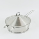 طاسة استانلس ستيل تركي بغطاء ومقبض يد لسهولة الحمل مقاس 24سم 2.80 لتر