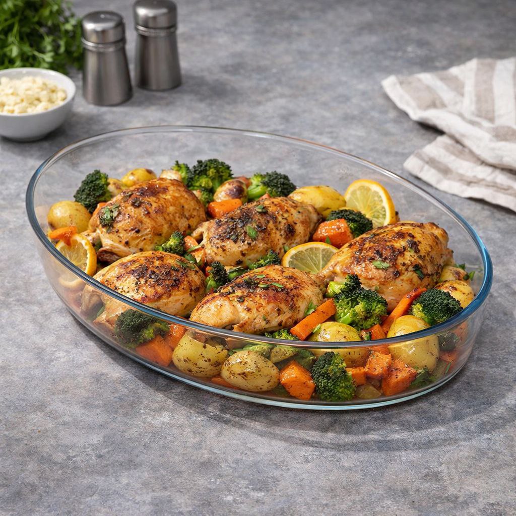 طاجن زجاج بايركس بيضاوي  - مقاس 26 سم