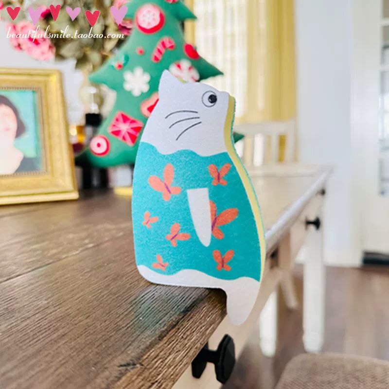 اسفنجة للمطبخ على شكل قطة لتنظيف الأطباق بسهولة