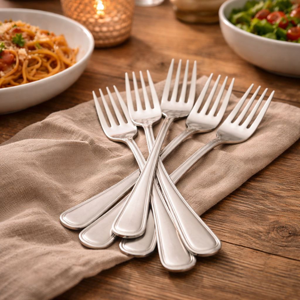 طقم شوك استانلس ستيل تركي للعشاء 12 قطعة باللون الفضي