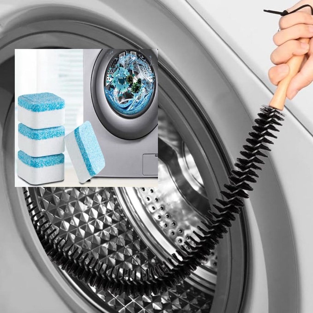 طقم اقراص منظف + فرشة غسالة أوتوماتيك لإزالة الرواسب والصدأ وتنظيف الصرف