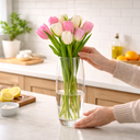 فازة زجاج شفاف بتصميم بيضاوي الشكل مقاس 26 * 8 سم