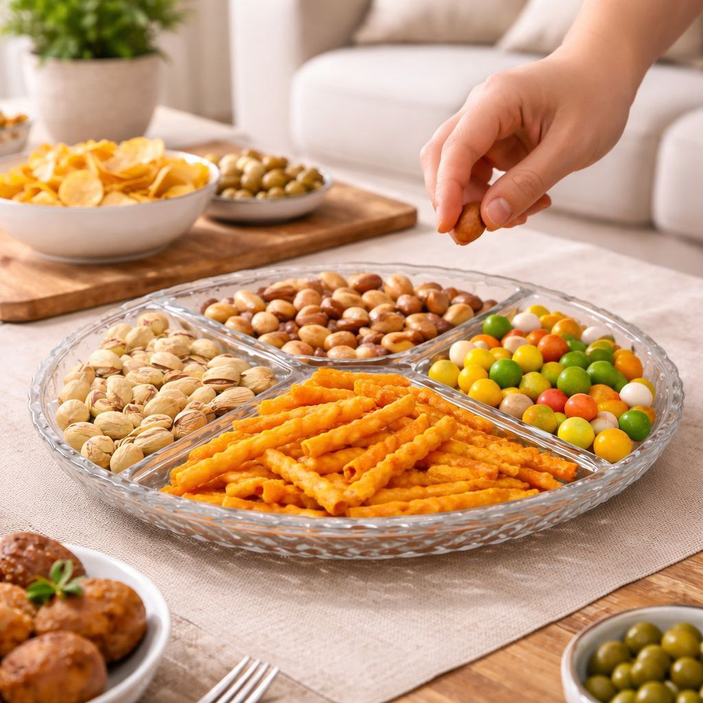 طقم تسالي مكون من قطعتين من الزجاج الشفاف لتقديم المكسرات والكاندي