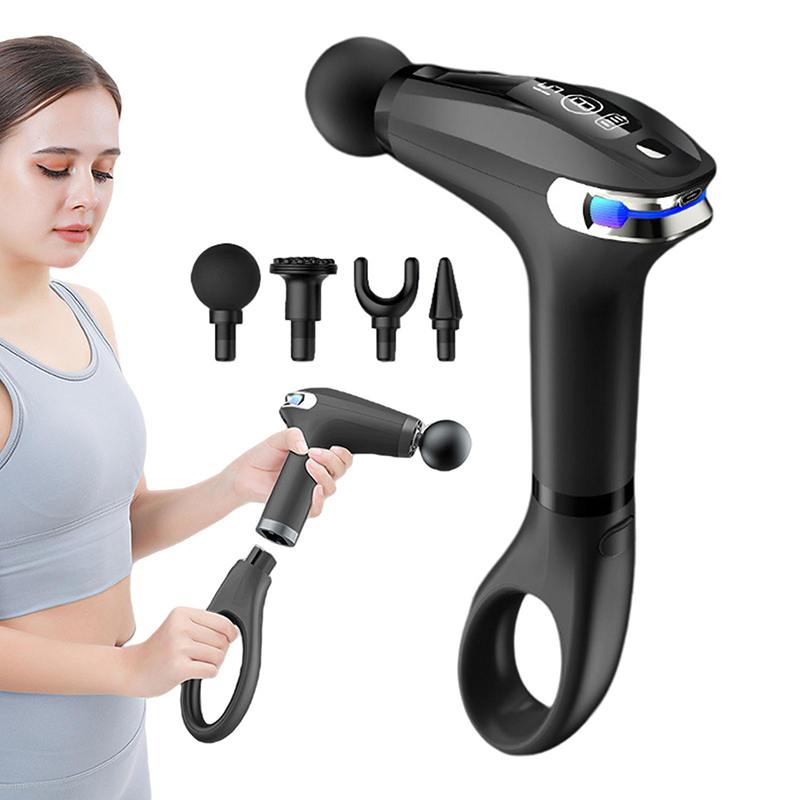 مسدس مساج لاسلكي بـ 4 رؤوس قابلة للاستبدال ب 9 مستويات لاسترخاء عضلات الجسم