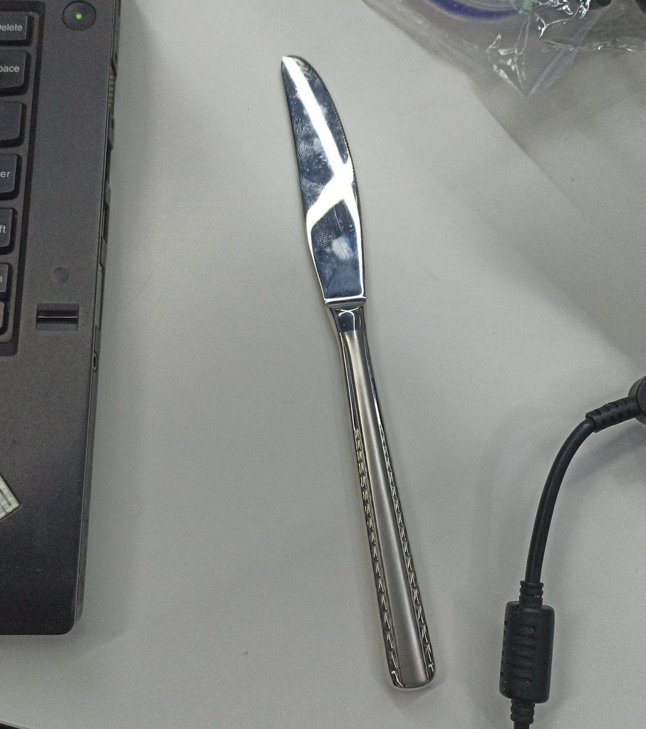 طقم سكاكين عشاء 12 قطعة استانليس ستيل باللون الفضي بمقبض مزخرف