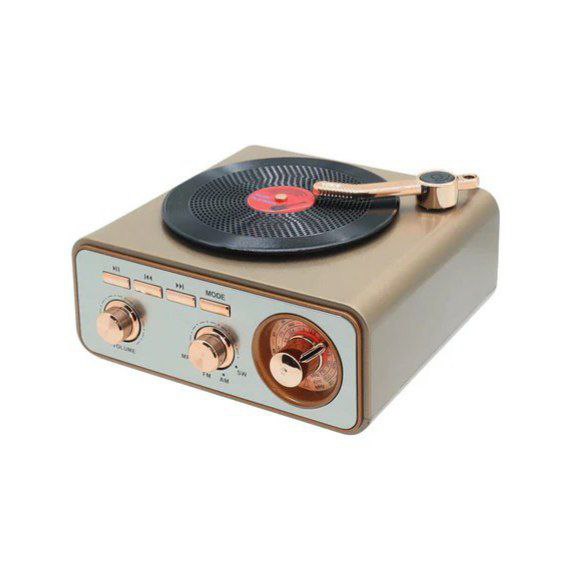 راديو بتصميم جرامافون كلاسيكي قابل للشحن بيو إس بي