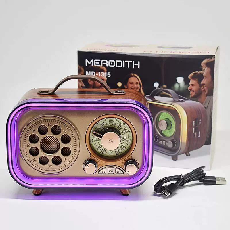 راديو محمول بألوان آر جي بي بالبلوتوث وقابل للشحن بيو اس بي