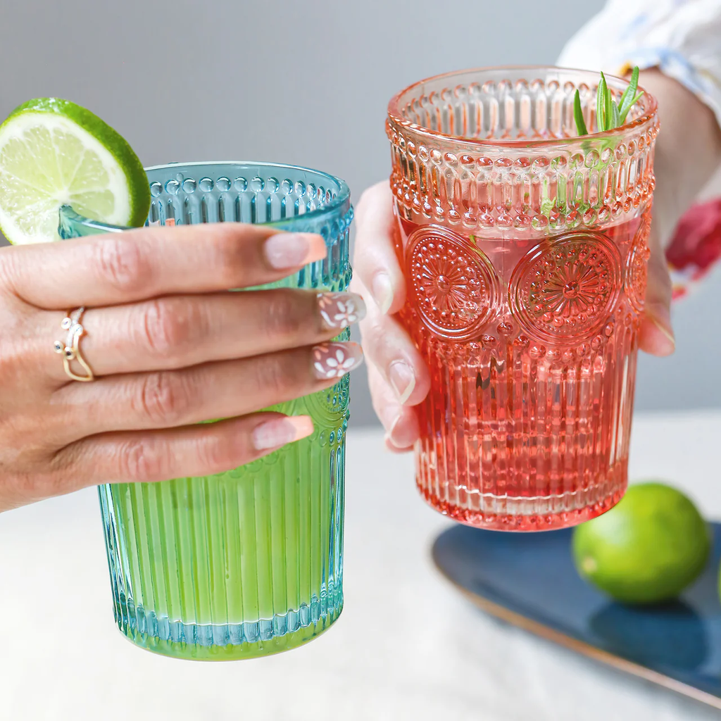 طقم كوبايات زجاج مزخرف 6 قطع بسعة 385 ملي