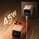 شاحن سريع ذكي 45 واط بتقنية جان بشاشة رقمية ومنفذ تايب سي