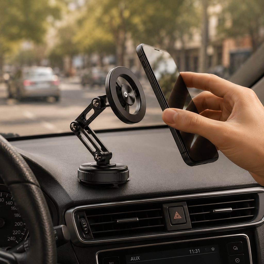 حامل موبايل مغناطيسي للسيارة قابل للدوران 360 درجة بقاعدة شفط قوية وثابتة