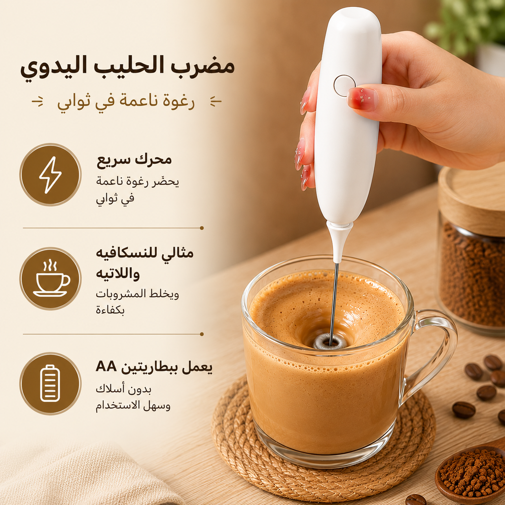 مضرب نسكافية وكابتشينو  يدوي يعمل بالبطارية