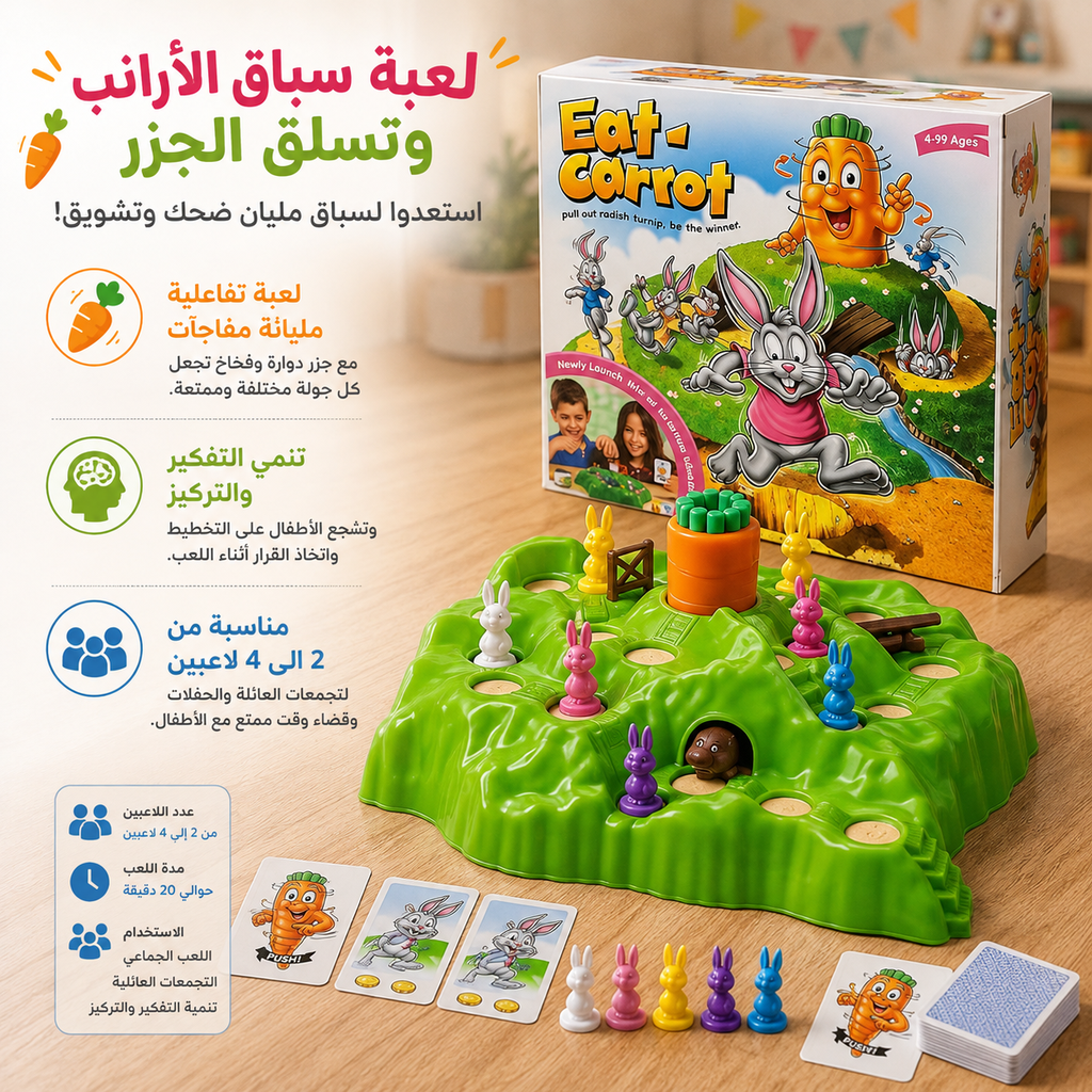 لعبة سباق الأرانب وتسلق الجزر التفاعلية للأطفال