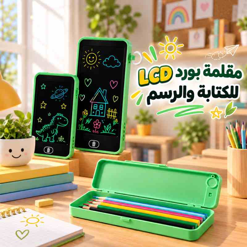 مقلمة بورد بشاشة LCD للكتابة والرسم وحفظ تنظيم الاقلام