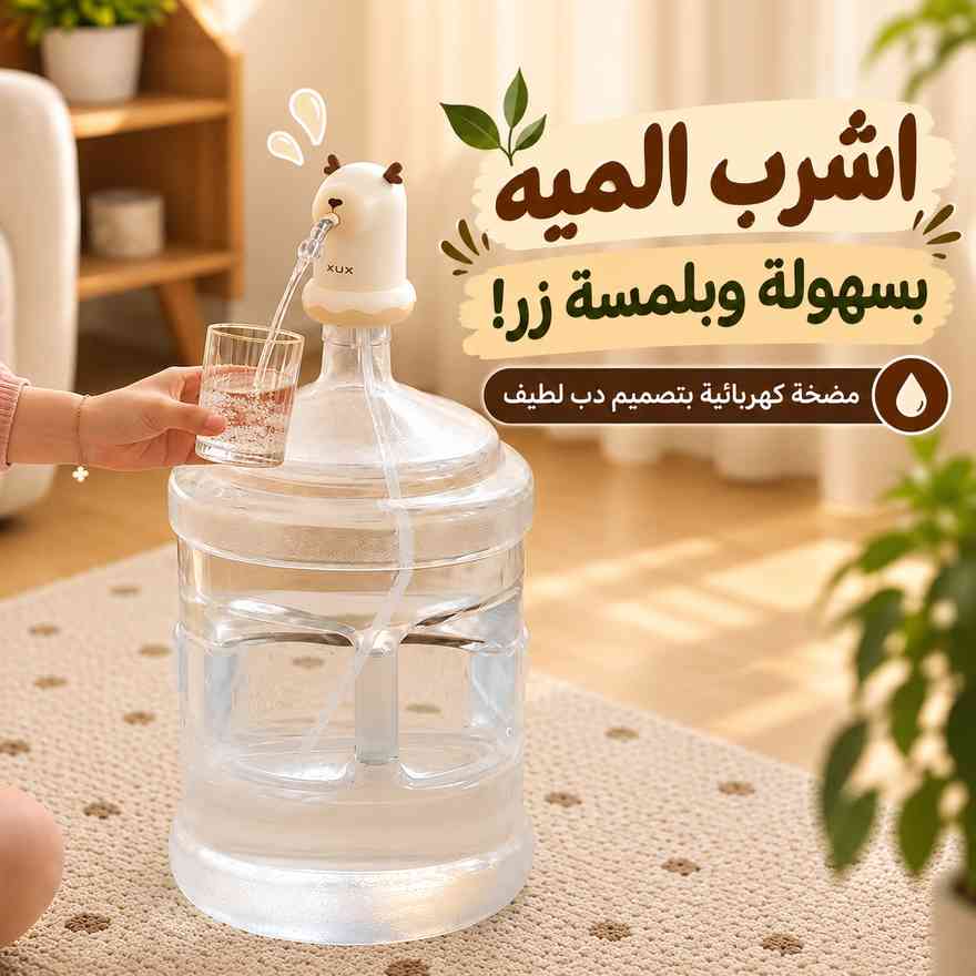 مضخة مياه كهربائية محمولة بتصميم دب ببطارية قابلة للشحن USB