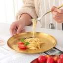 طبق اكل انيق استانليس ستيل مطلي ذهبي  26 سم