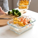 علبة ثلاجة من الزجاج لحفظ الطعام مع غطاء خشبي مقاس 7*15*20 سم