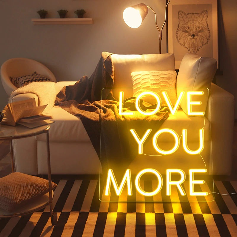 Love You More Warm Light Neon Led Light Sign Art Decor
