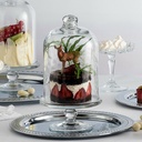 قبة حلويات وكيك وكوكيز وكاندي بغطاء وقاعدة زجاج شفاف