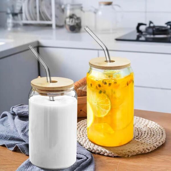 ‎ ‎مج زجاج كانز 250 ملي للمشروبات الساخنة بشاليموه وغطاء خشب كالنسكافية والكابتشينو والعصائر