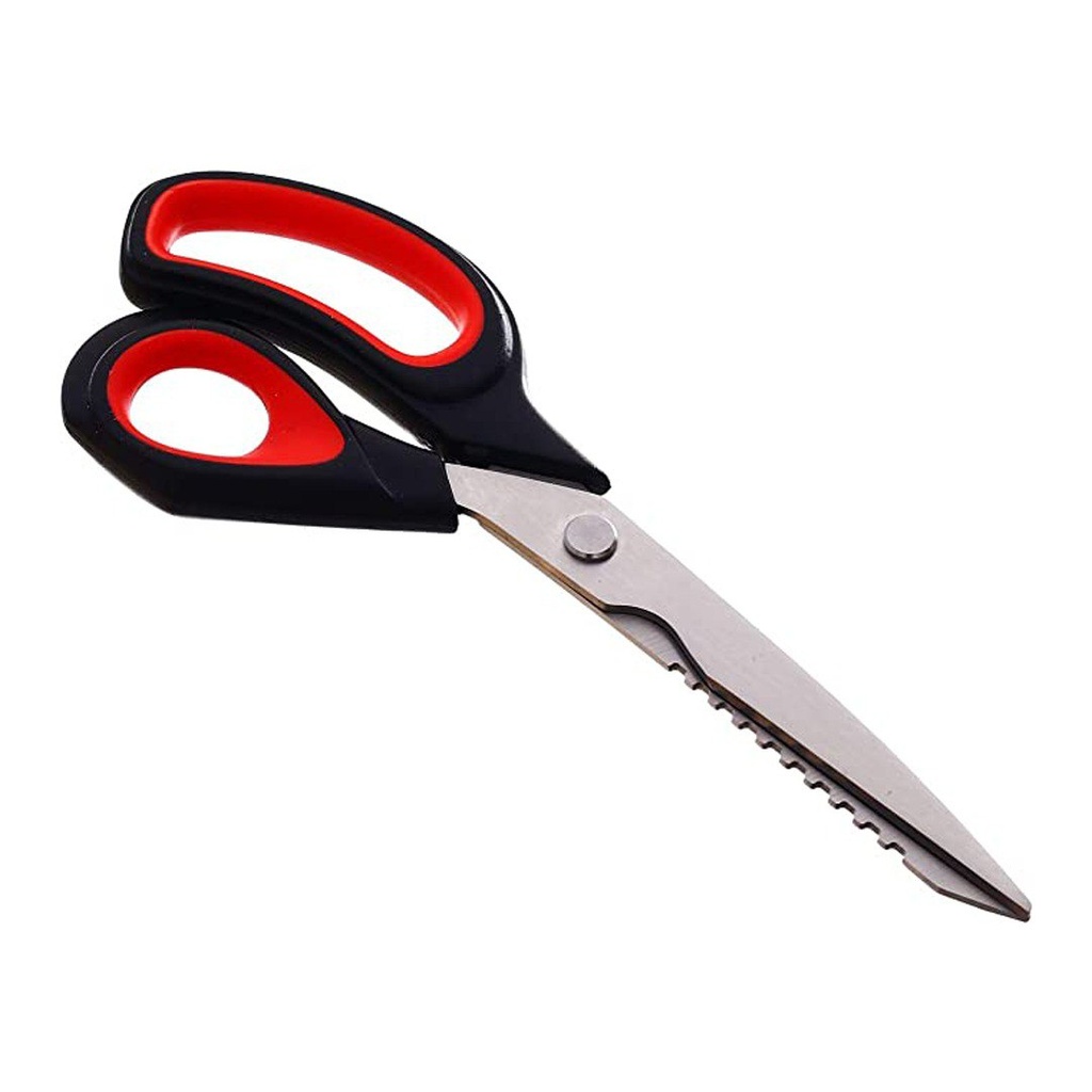 مقص مطبخ استانليس ستيل لتقطيع وتنظيف الفراخ والاسماك بمقبض بلاستيك مريح