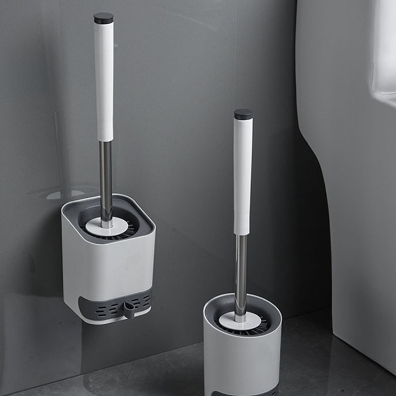 فرشة تنظيف تواليت سيليكون بحامل لزق دبل فيس قوي ودرج لتجميع المياه للحفاظ علي نظافة الحمام