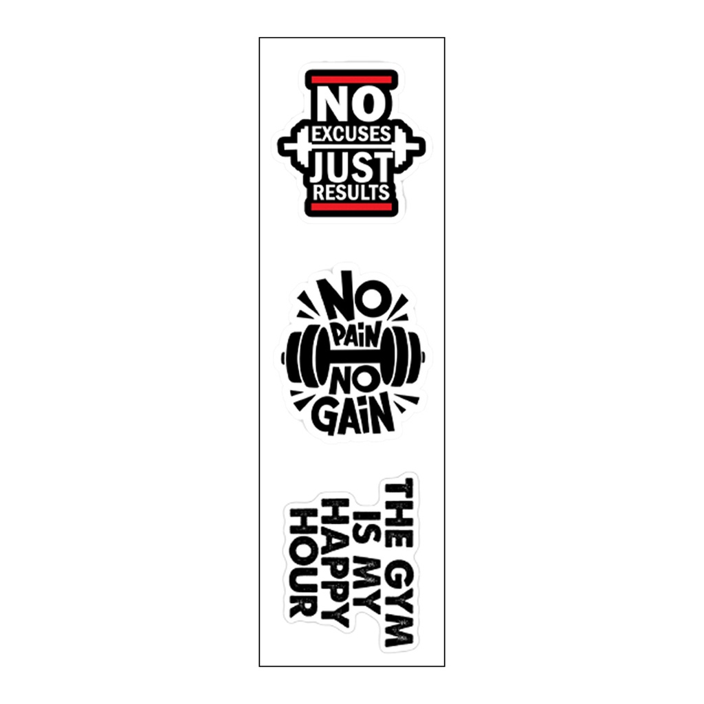 No Pain No Gain Vinyl Sticker Pack Reusable &amp; Waterproof