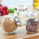 طقم توابل زجاج 3 قطع لحفظ وتنظيم الفلفل والملح والشطة بغطاء محكم الغلق