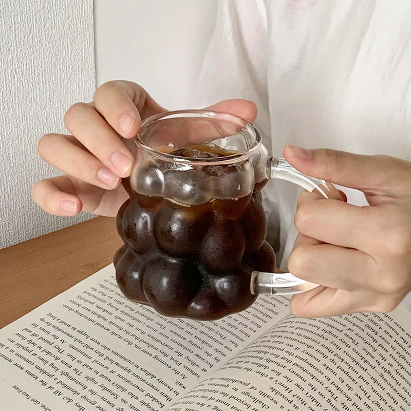 مج بابلز 400 ملي زجاج شفاف لشرب وتقديم العصائر والنسكافيه والايس كوفي بيد لسهولة الحمل