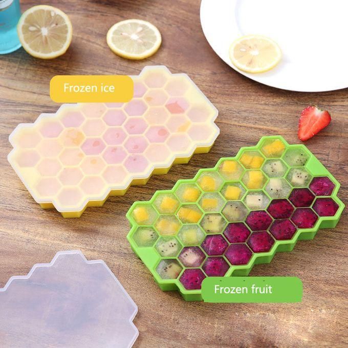 قالب ثلج سليكون خلية نحل لعمل المشروبات المنعشة مغ غطاء