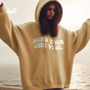 Mind Your Own Vibe هودي اوفر سايز قطن باللون البيج