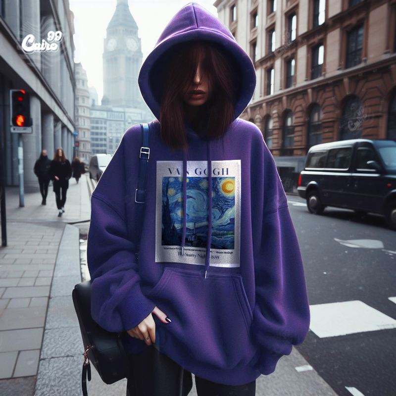 Vincent van Gogh هودي اوفر سايز قطن