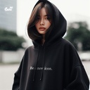 Be a New Icon هودي اوفر سايز قطن باللون الأسود